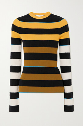 Victoria Beckham - Striped Cotton-blend Sweater - Yellow