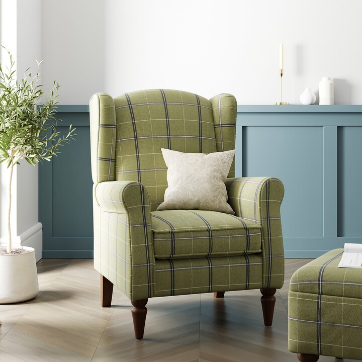 Dunelm Oswald Check Armchair Green Olive ShopStyle