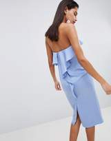 Thumbnail for your product : ASOS Soft Bandeau Ruffle Crop Top Pencil Midi Dress