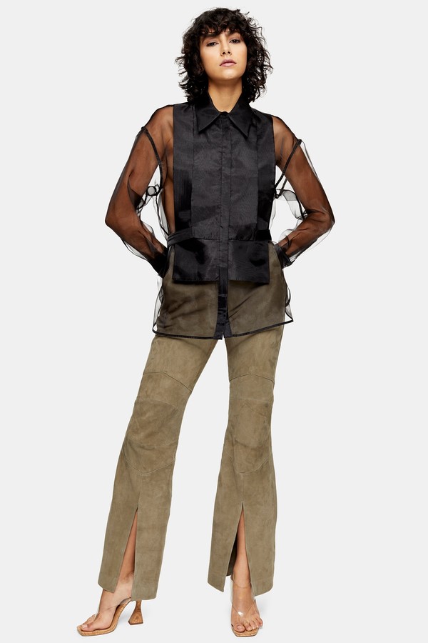 olive green flare pants