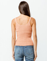 Thumbnail for your product : Sky And Sparrow Button Front Ribbed Peach Womens Tank Top