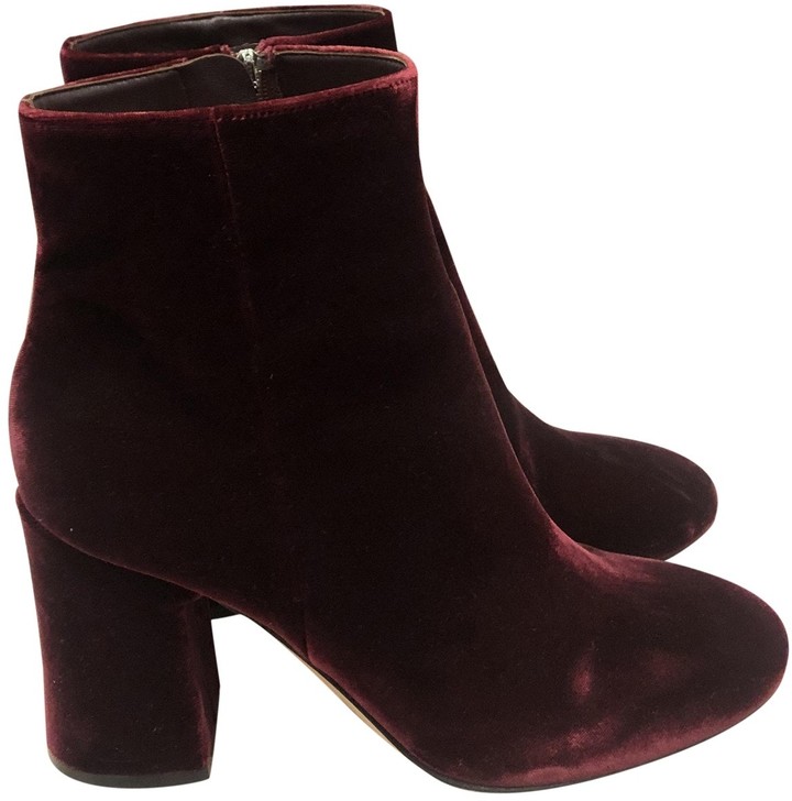 burgundy velvet ankle boots