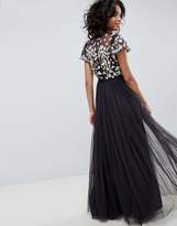 Thumbnail for your product : Needle & Thread embroidered bodice tulle maxi dress in graphite