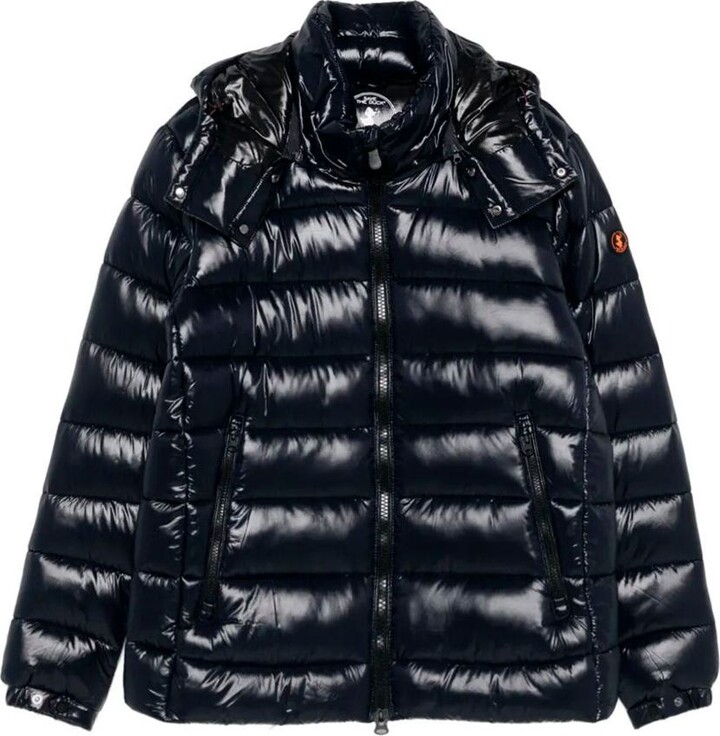 Save The Duck Florian Down Jacket With Lacquered Finish And Removable Hood