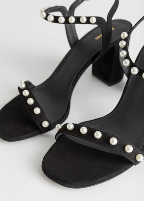 And other stories Pearl Studded Suede Heeled Sandals