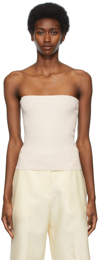 Arch The Off-White Ribbed Tube Top - ShopStyle