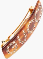 Thumbnail for your product : Gucci Crystal-logo Tortoiseshell-acetate Hairclip