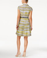 Thumbnail for your product : Nine West Striped Belted Shirtdress