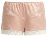 Thumbnail for your product : Morpho + Luna Bina Lace-trimmed Silk Shorts - Womens - Dark Pink