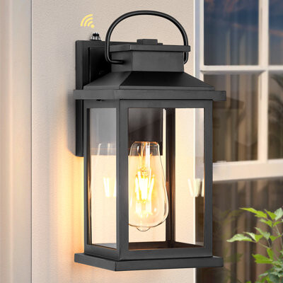 17 Stories Black Dusk to Dawn Exterior Wall Sconce Lanterns for House Anti-Rust Waterproof Outdoor Garage Lights