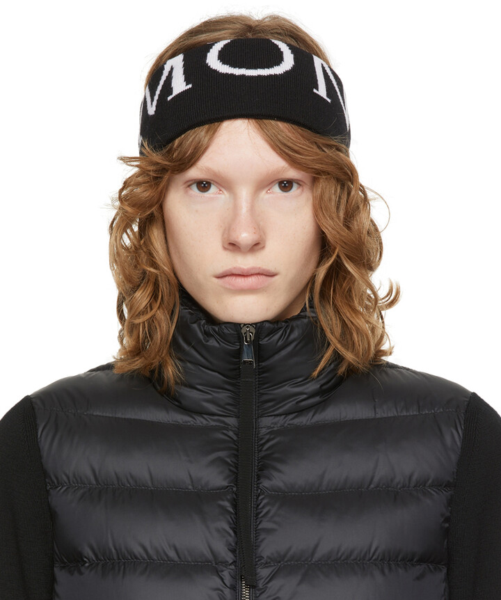 Moncler Black & White Wool Logo Ski Headband - ShopStyle Hair Accessories