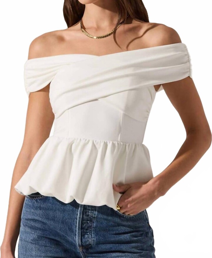Astr Tennille Off Shoulder Top In White
