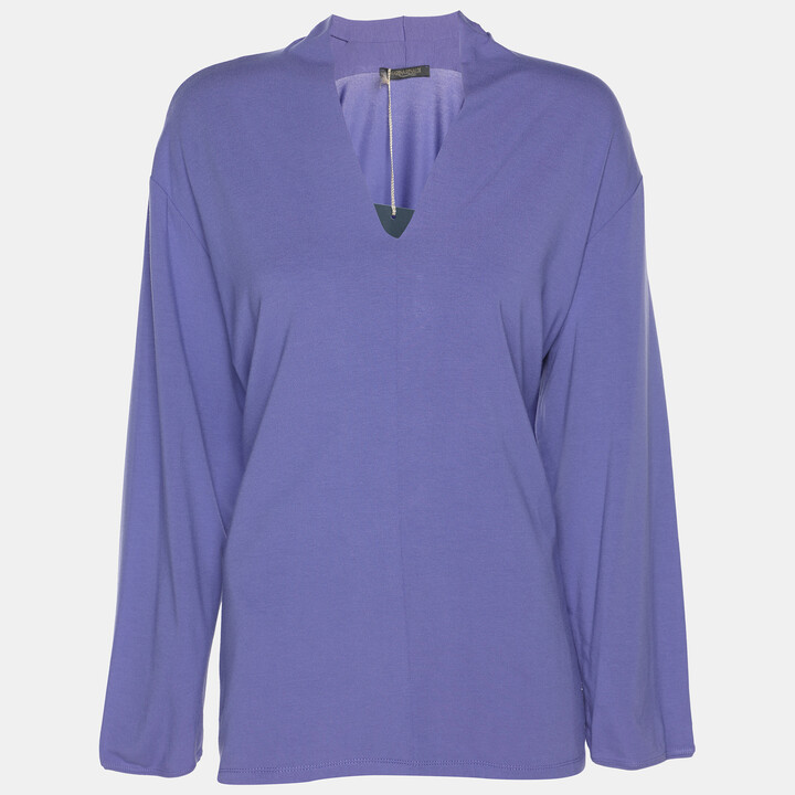 Marina Rinaldi Purple Jersey V Neck Top XL