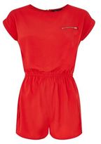 Thumbnail for your product : New Look Teens Red Crepe Zip Pocket Playsuit