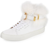 Thumbnail for your product : Buscemi Women's 100mm Belted Fur High-Top Sneaker, White