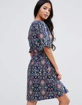 Thumbnail for your product : Yumi Petite Printed Dress With Frill Sleeves