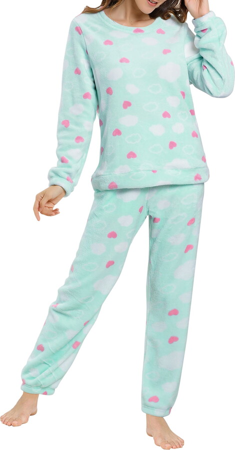 Unique Bargains Women’s Winter Loungewear Sleepwear Flannel Pajama Set