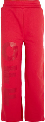 Off-White Off Split-hem Printed Cotton-jersey Track Pants - Red