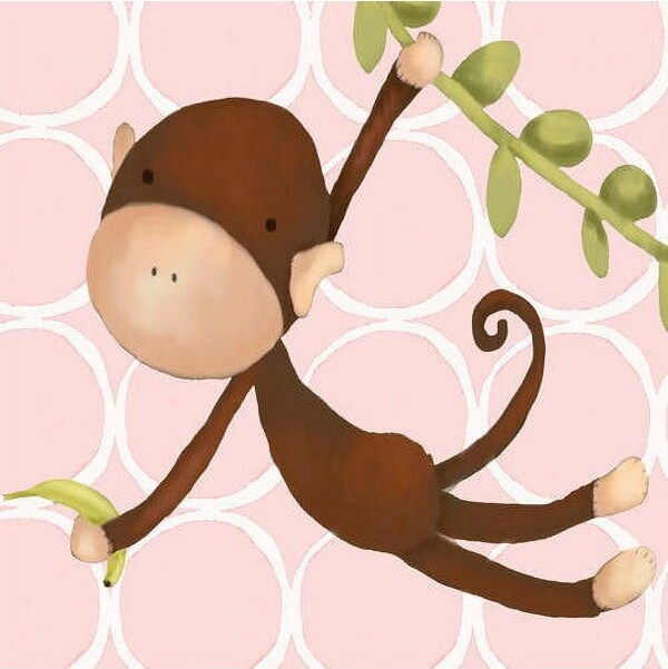 Oopsy Daisy Fine Art For Kids OopsyDaisy'sHangingMonkey-RedCanvasWallArt-Size10x10