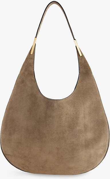 Savette Womens Mink Florence Suede Hobo Bag