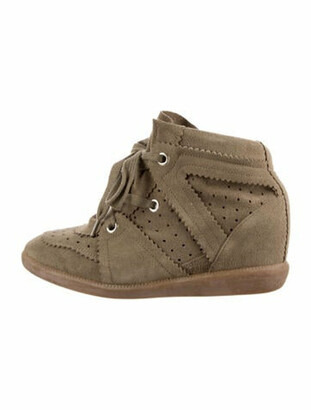 Etoile Isabel Marant Suede Wedge Sneakers Green - ShopStyle