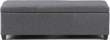 Avalon 48"W Upholstered Linen Look Fabric Contemporary Rectangular Lift-Top Storage Ottoman Bench with High-Density Foam