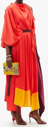 Roksanda Yerba Asymmetric Colour-block Silk-satin Dress