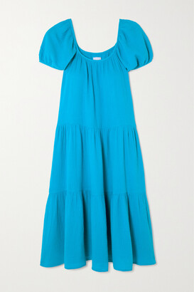 HONORINE Pamela Tiered Cotton-seersucker Midi Dress - Blue - medium