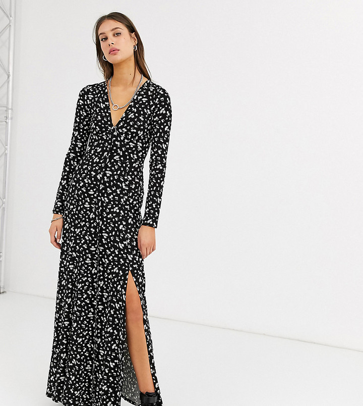 button through maxi tea dress