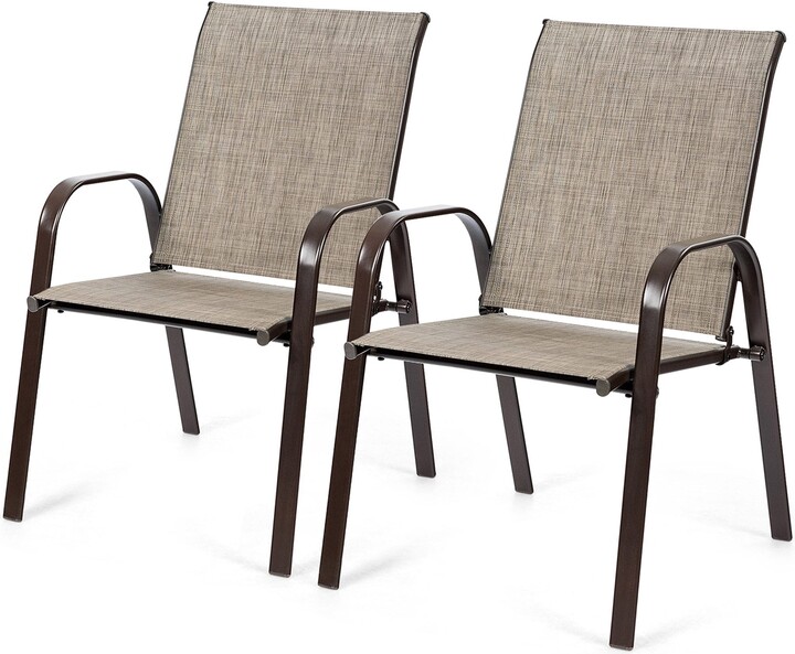 No Set of 2 Patio Chairs Dining Chairs w/ Steel Frame Yard Outdoor ShopStyle