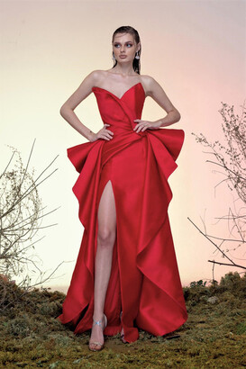 red silk gown