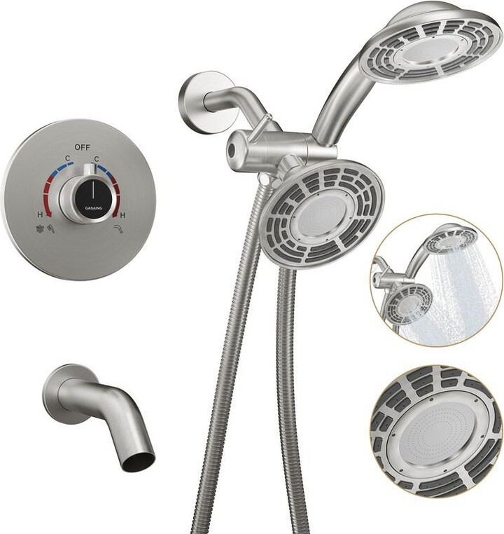 Casainc 3-Function Dual Shower Head and Handheld Shower with Bathtub Spout and Rough in-valve