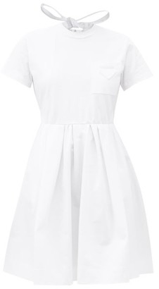 Prada Patch-pocket Flared Cotton-jersey Dress - White