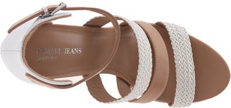 Armani Jeans Leather and Woven Eco Leather Wedge