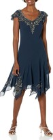 Thumbnail for your product : J Kara Women's Flutter Sleeve Hanky Hem Short Cocktail Embellished Dress