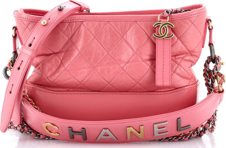 Chanel Gabrielle Hobo with Logo Handle Quilted Aged Calfskin Medium