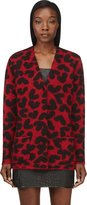 Thumbnail for your product : Saint Laurent Red & Black Oversized Heart Print Cardigan