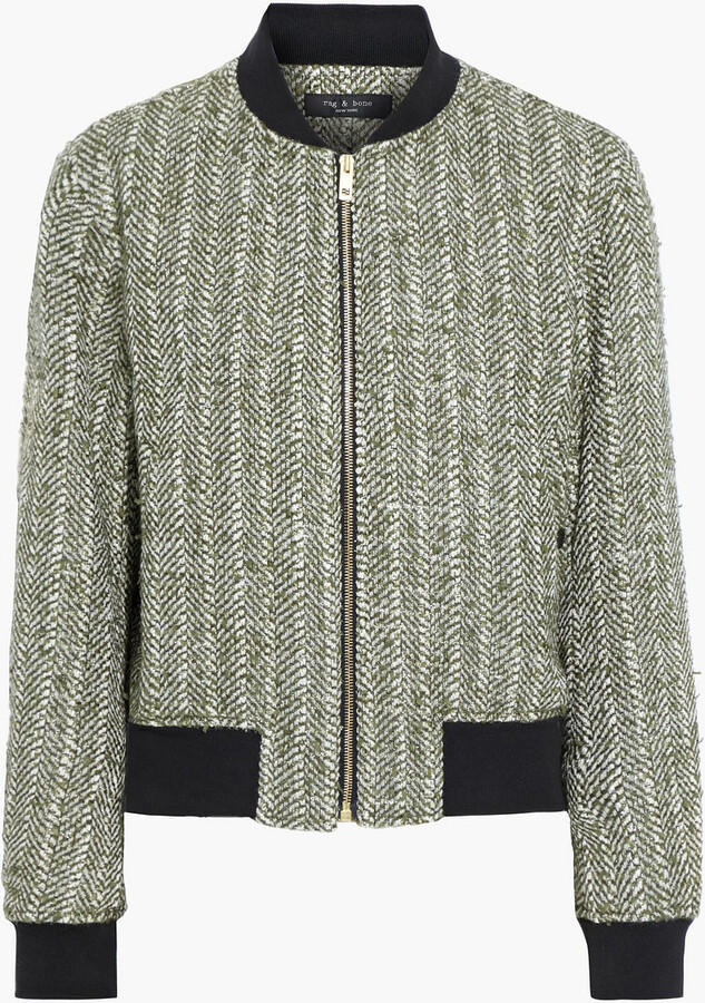 Rag & Bone Manston metallic herringbone wool-blend tweed bomber jacket -  ShopStyle