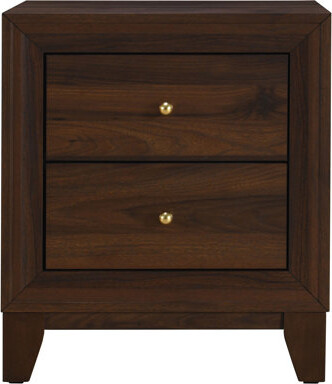 George Oliver Anza Walnut 2-Drawer Nightstand Bedside Table