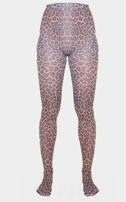 PrettyLittleThing Brown Leopard Tights