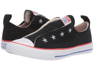 Converse Chuck Taylor(r) All-Star(r) Slip Canvas Color (Little Kid/Big Kid) (Black/Habanero Red/Ozone Blue) Girls Shoes