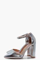 Thumbnail for your product : boohoo Metallic Ankle Band Pointed Toe 2 Part Court Shoes
