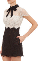 Thumbnail for your product : Valentino Monochrome-Block Lace Mini Dress
