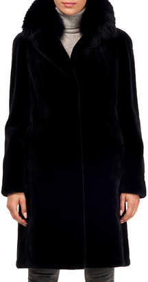 Gorski Sheared Mink Fur Coat w/ Fox Collar