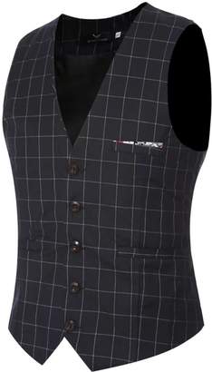 Express ED Men's Gentleman Top Plaid Design Casual Waistcoat Business Suit Vest Plus Size£ ̈,Size 4XL)