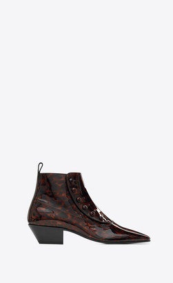 Saint Laurent Gatsby Ankle Boots In Tortoiseshell Patent Leather Natural 3