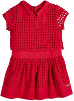 Thumbnail for your product : Lili Gaufrette Eyelet Dress w/ Cropped Jacket, Bright Pink, Size 2-6