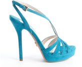 Thumbnail for your product : Prada Blue Suede Strappy Heel Platform Sandals