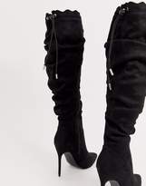 Thumbnail for your product : Lost Ink pull top ruched stiletto boot in black