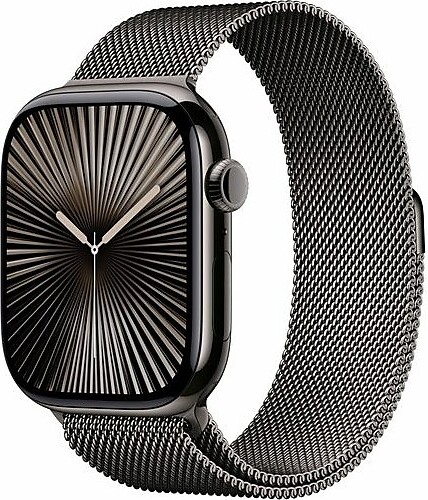 Apple Watch Series 10, GPS + Cellular, 46mm, Slate Titanium Case, Slate Milanese Loop (MC7R4LW/A)
